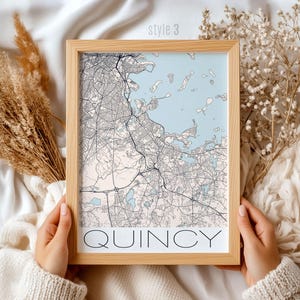 Quincy Massachusetts Map Gift: Custom City Print, Vintage Style Wall Art, Unique Home Decor, Nautical & Historic Landmark Illustration