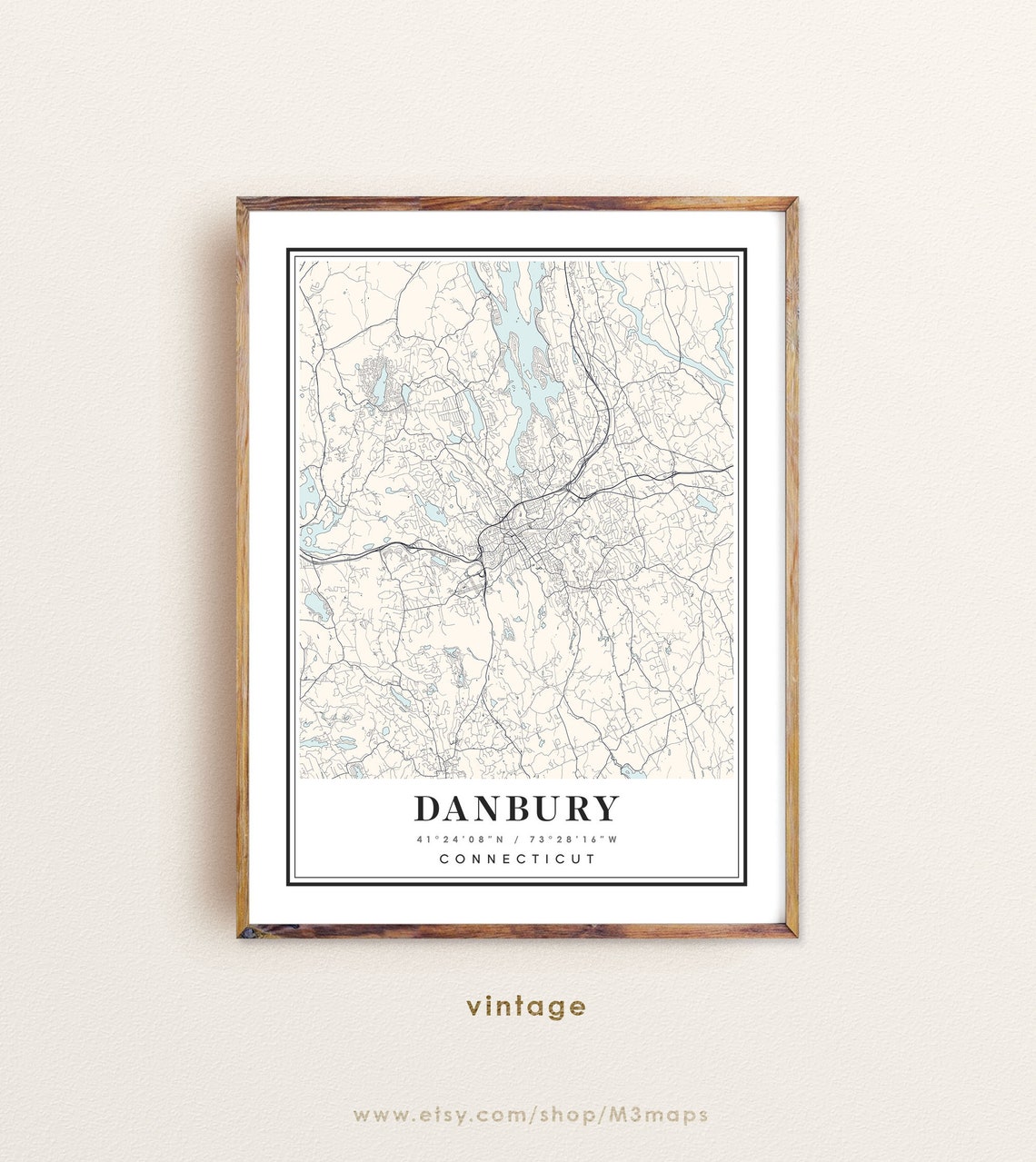 Danbury Connecticut Map Danbury CT Map Danbury City Map - Etsy