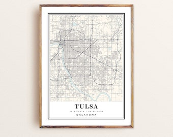 Tulsa Oklahoma Map Art Print: Custom City Map