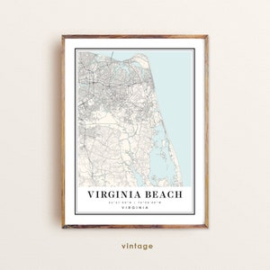 Carte de Virginia Beach en Virginie, carte de Virginia Beach en Virginie, plan de la ville de Virginia Beach, impression de Virginia Beach, affiche de Virginia Beach, art de Virginia Beach