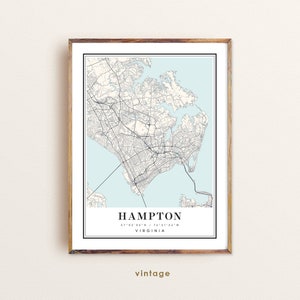 Hampton Virginia map, Hampton VA map, Hampton city map, Hampton print, Hampton poster, Hampton art, Hampton map, Custom city map