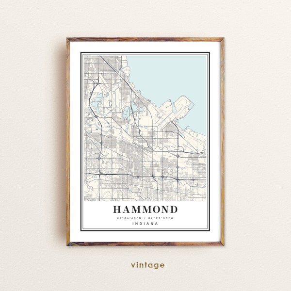 Hammond Indiana map, Hammond IN map, Hammond city map, Hammond print, Hammond poster, Hammond art, Hammond map, Custom city map
