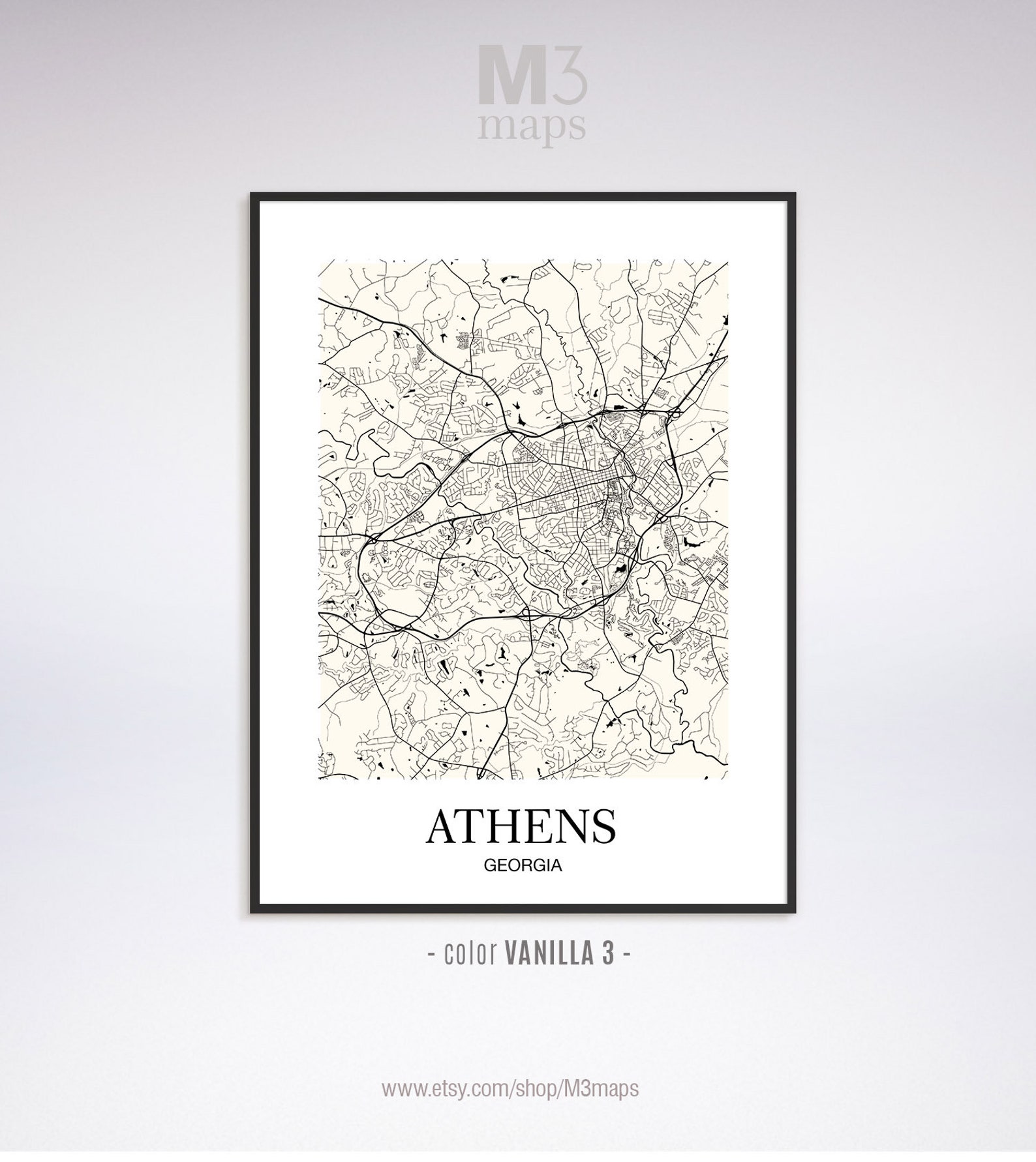 Athens Athens GA Map Athens Modern Art Print Athens Wall | Etsy