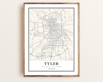 Tyler Texas Map Art Print: Custom City Map