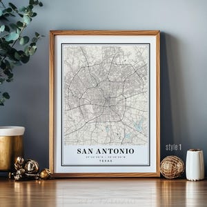 Vintage San Antonio Map Art Print: Texas Travel Decor