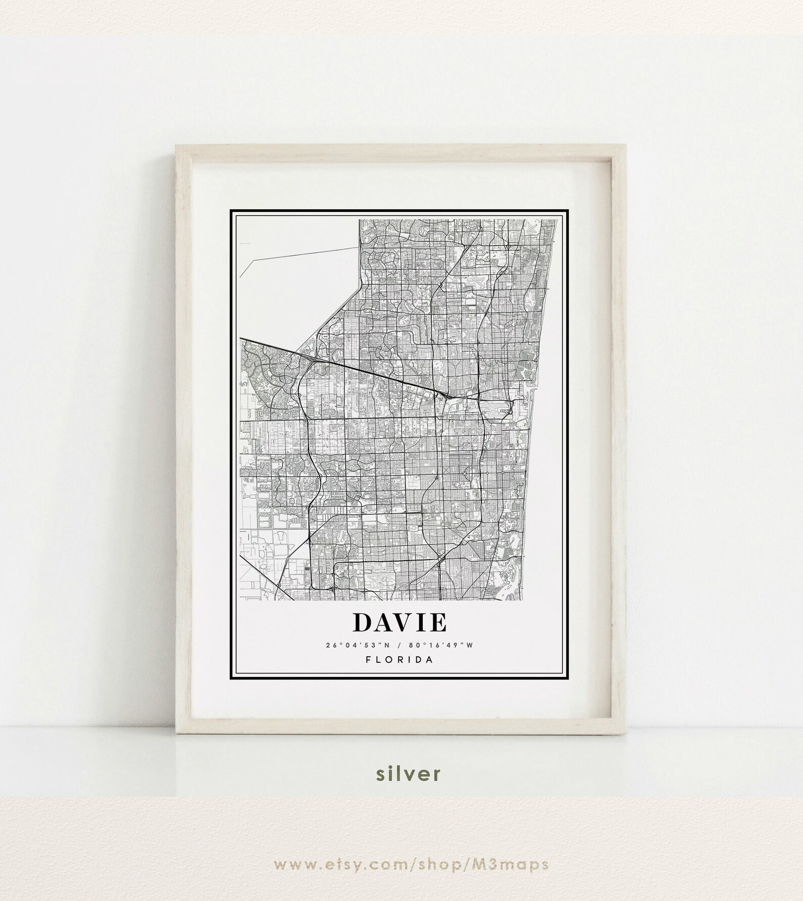 Davie Florida Map Davie FL Map Davie City Map Davie Print Etsy