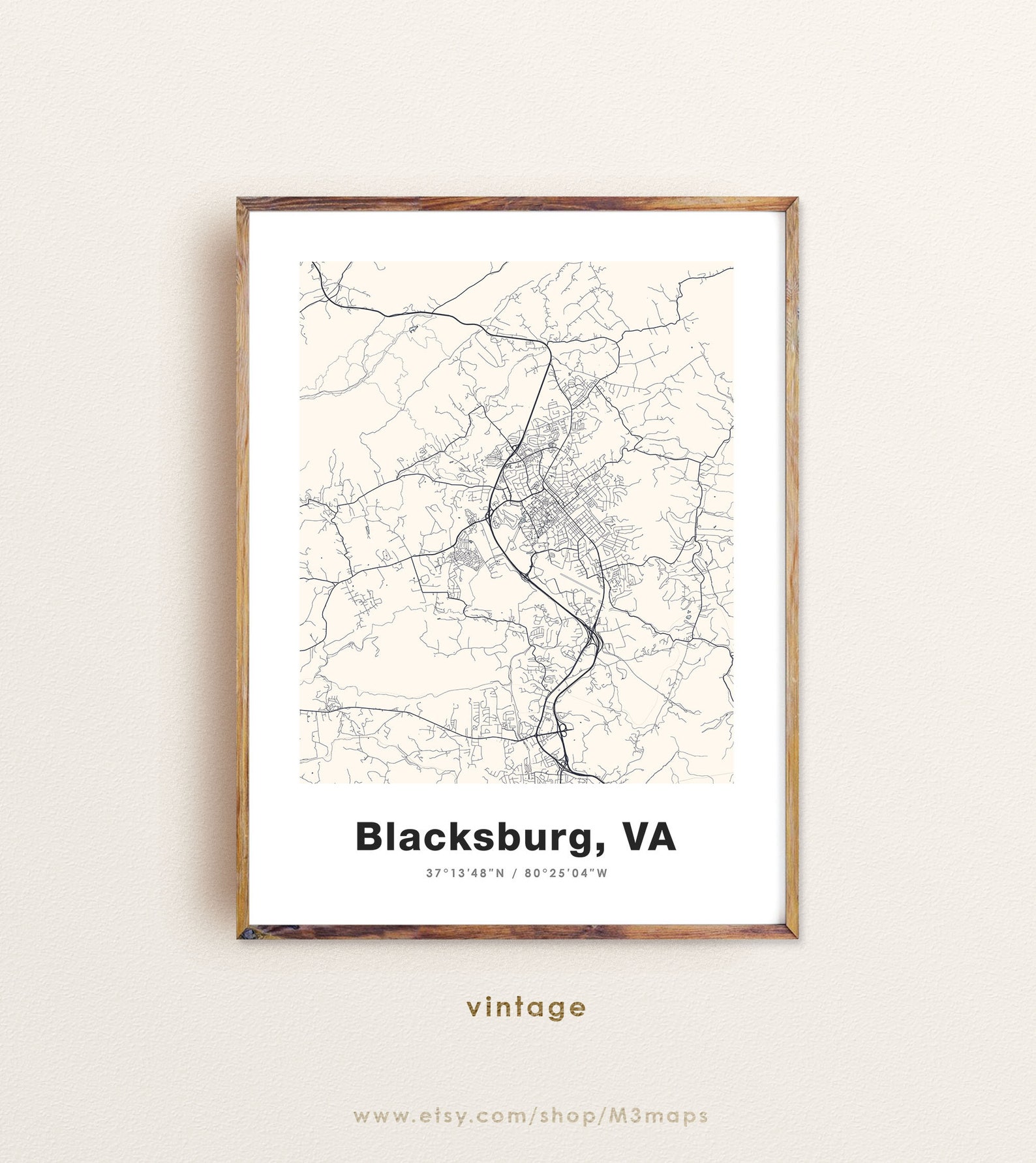 Blacksburg VA City Map Print Poster Map of Blacksburg | Etsy UK