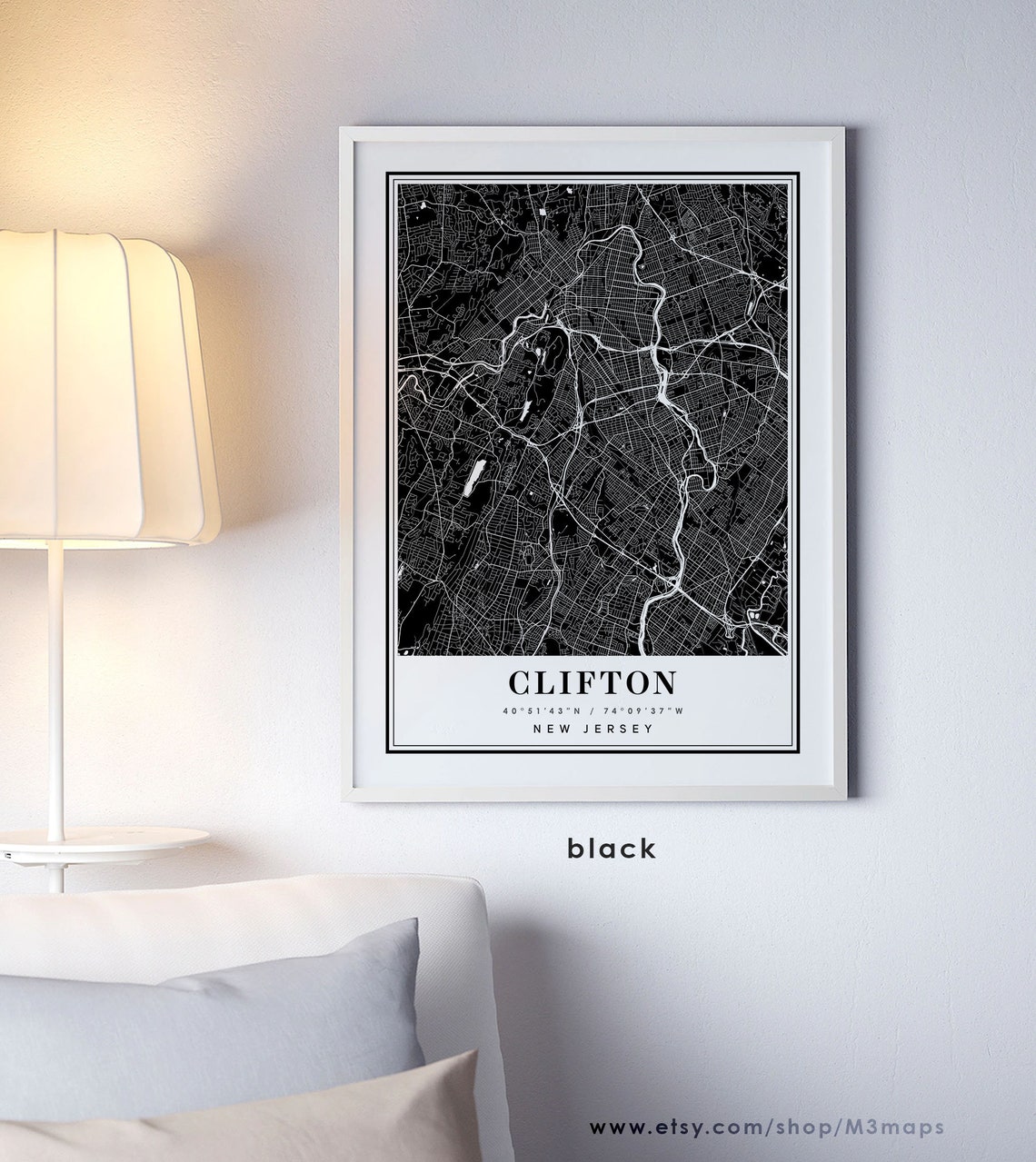 Clifton New Jersey Map Clifton NJ Map Clifton City Map - Etsy