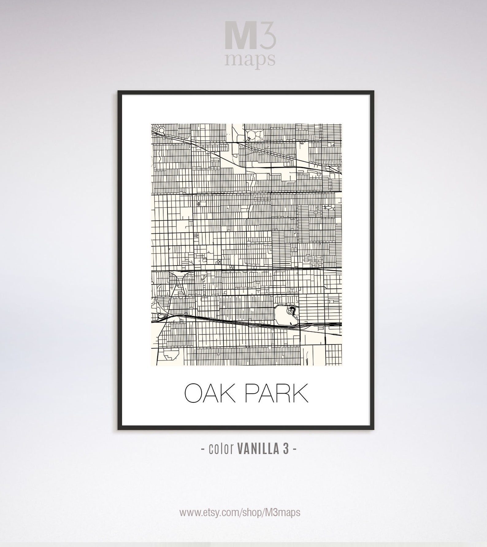 Oak Park Illinois Oak Park IL Map Oak Park Map Oak Park - Etsy