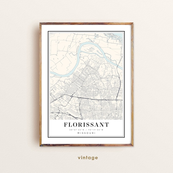 Map of Florissant Missouri Etsy