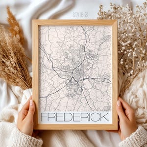 Friedrich Maryland Karte Geschenk: Vintage Stadt Poster, individuelles Wohndekor, einzigartige lokale Kunst, personalisiertes Geschenk zum Jahrestag oder Einweihungsgeschenk