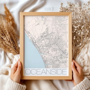Cadeau carte de la Californie au bord de l'océan | Art mural côtier, décoration d'intérieur nautique, impression de ville balnéaire, souvenir de voyage unique, affiche de carte personnalisée