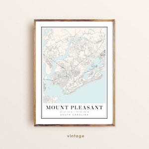 Mount Pleasant SC Map Art Print: Cityscape Poster