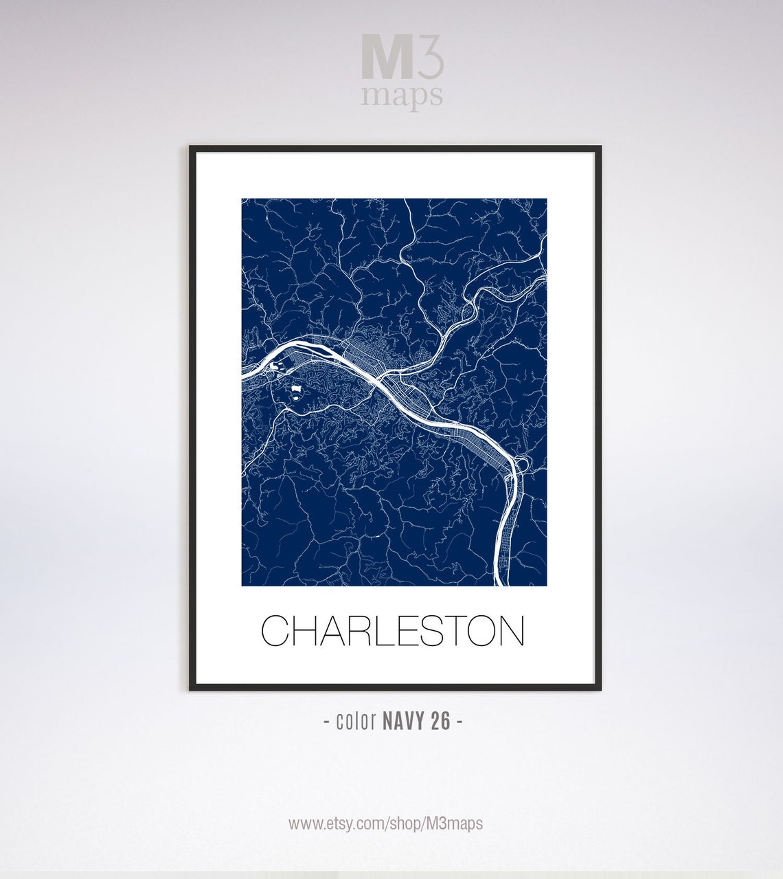 Charleston West Virginia Charleston WV map Charleston map Etsy