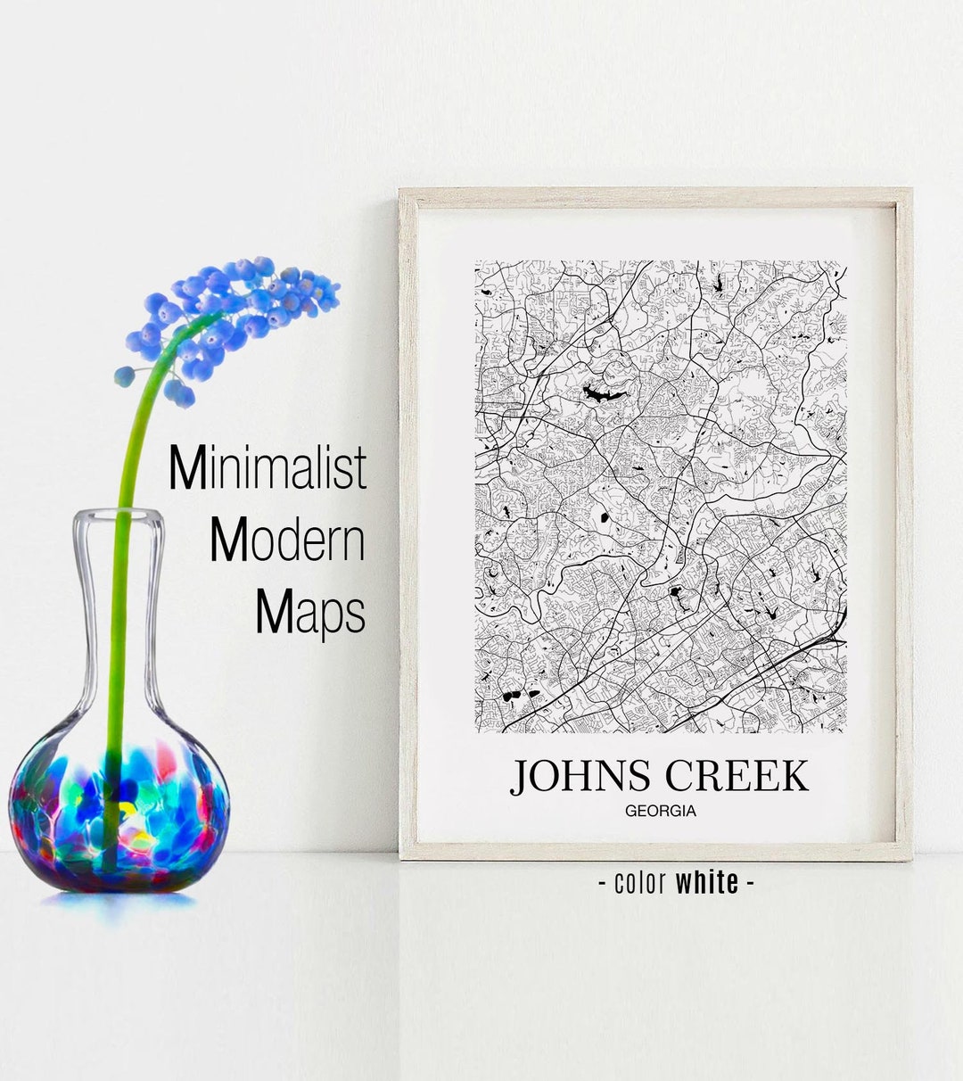 Johns Creek Johns Creek GA Map Johns Creek Modern Art Print - Etsy
