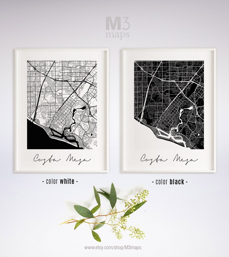 Costa Mesa Minimalist Costa Mesa Map Costa Mesa Map Print Etsy