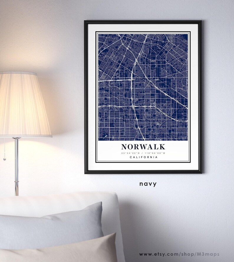 Norwalk print Norwalk art Norwalk map Norwalk city map Norwalk poster Norwalk California map Custom city map Norwalk CA map