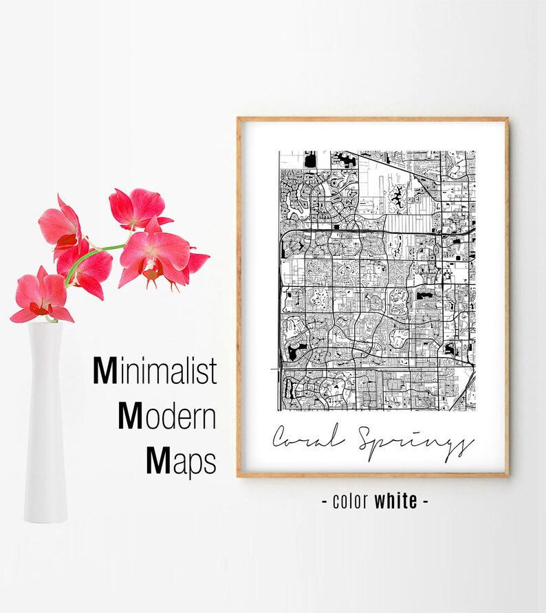 Coral Springs FL Map Coral Springs Map Print Coral Springs Minimalist Coral Springs Map Modern Poster Florida Coral Springs City Map