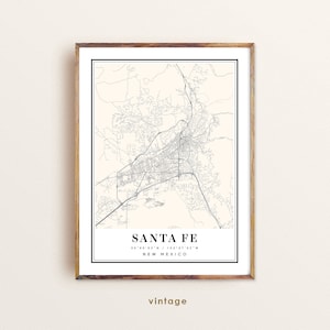 Santa Fe New Mexico Map, Santa Fe NM Map, Santa Fe City Map, Santa Fe Print, Santa Fe Poster ...