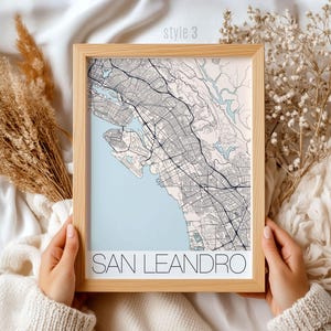 San Leandro California Map Print, Vintage City Wall Art, Bay Area Home Decor, Detailed Street Map Poster, Unique Gift for San Leandro Lovers