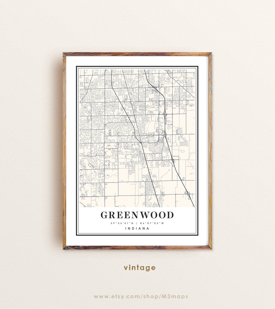 Greenwood Indiana Map, Greenwood IN Map, Greenwood City Map, Greenwood Print, Greenwood Poster