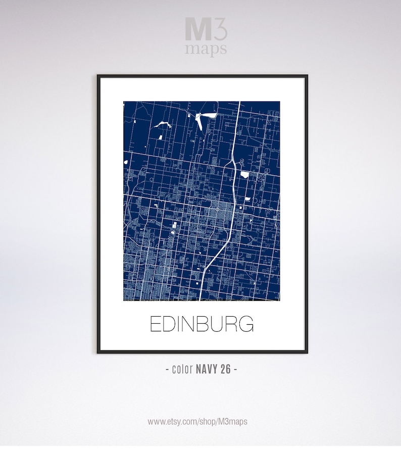 Edinburg Texas Edinburg poster Edinburg wall art Black and White Map Edinburg map Edinburg TX map Edinburg print