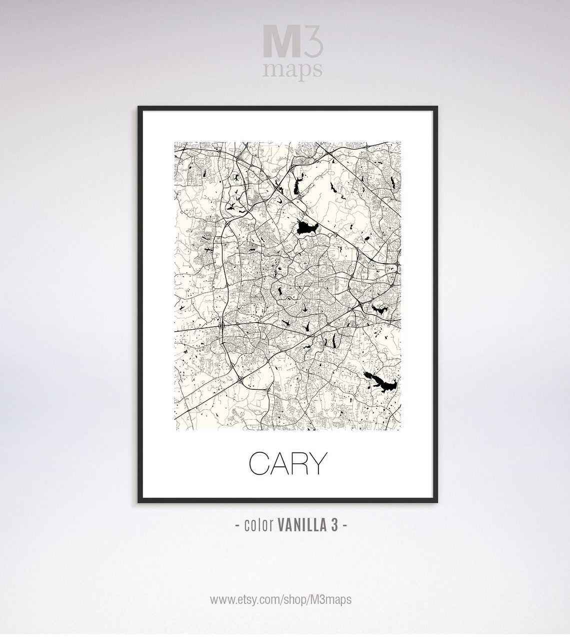 Cary North Carolina Cary NC Map Cary Map Cary Print Cary | Etsy