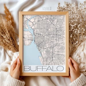 Cadeau carte Buffalo New York - oeuvre d'art murale unique, impression ville, décoration d'intérieur, souvenir Buffalo NY, cadeau d'anniversaire ou de pendaison de crémaillère parfait