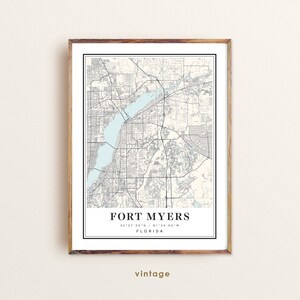 Fort Myers Florida-kaart, Fort Myers FL-kaart, Fort Myers-stadskaart, Fort Myers-afdruk, Fort Myers-poster, Fort Myers-kunst, Fort Myers aangepaste kaart