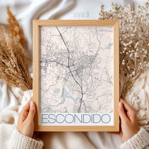 Escondido California Map Gift: Vintage Style City Wall Art, Unique Travel Decor, Perfect Housewarming or Birthday Present