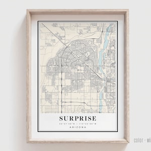 Surprise AZ Map Print - Überraschung Arizona City Poster - Personalisierte moderne und zeitgenössische Kunst