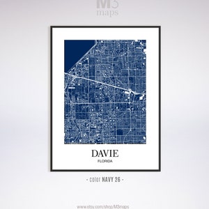 Davie Davie FL Map Davie Modern Art Print Davie Wall Art | Etsy