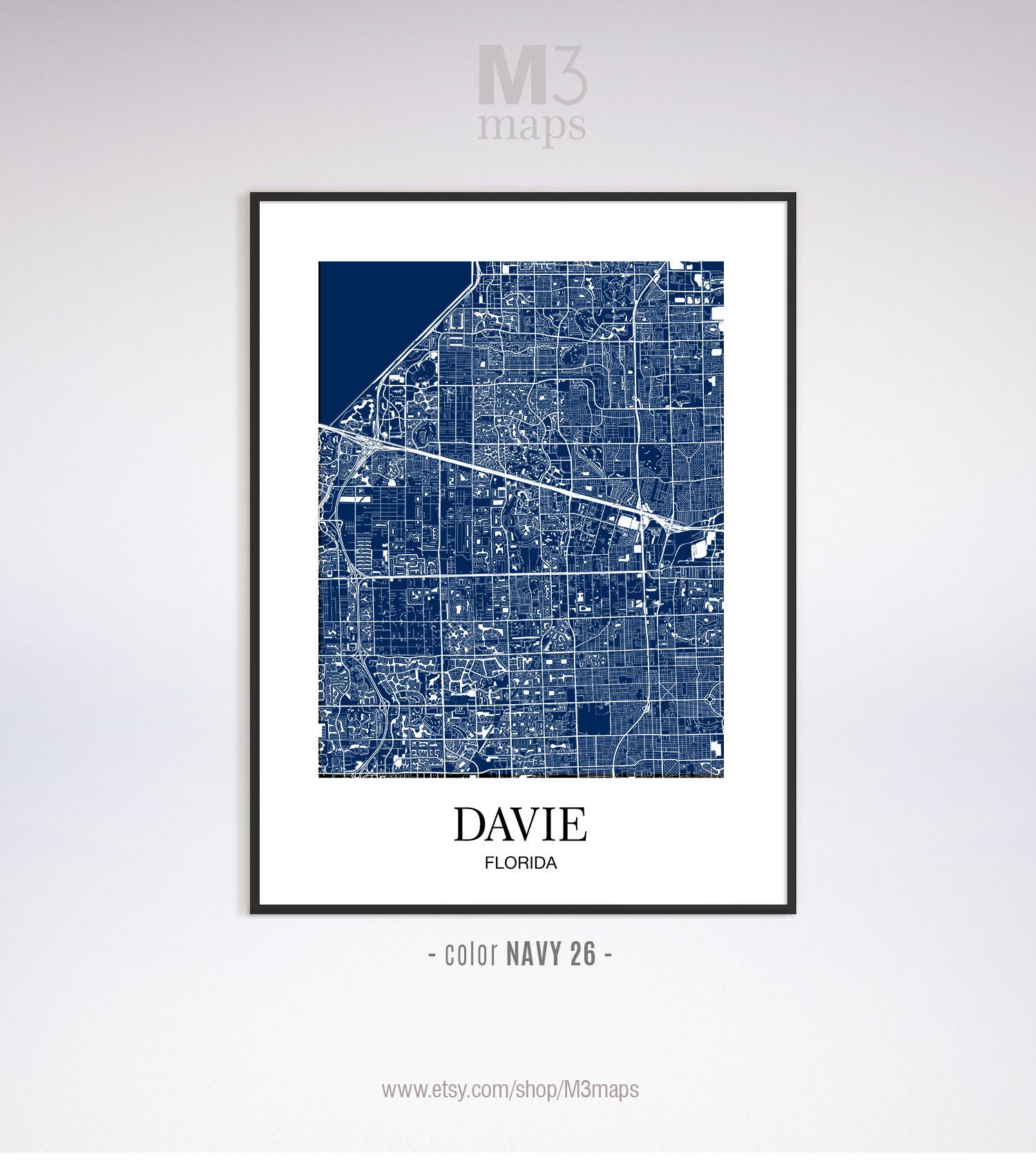 Davie Davie FL Map Davie Modern Art Print Davie Wall Art | Etsy