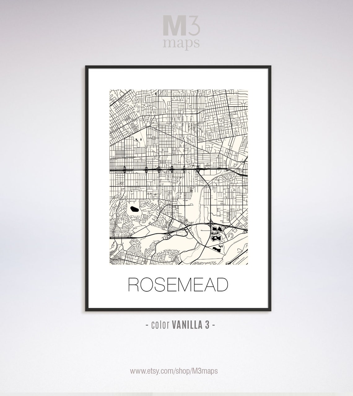 Rosemead California Rosemead CA map Rosemead map Rosemead Etsy