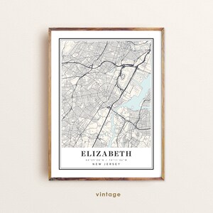 Elizabeth New Jersey map, Elizabeth NJ map, Elizabeth city map, Elizabeth print, Elizabeth poster, Elizabeth art, Elizabeth map, Custom map