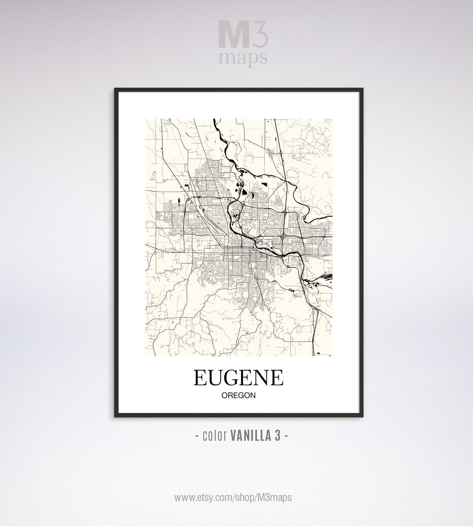 Eugene Eugene OR map Eugene modern art print Eugene Wall Etsy