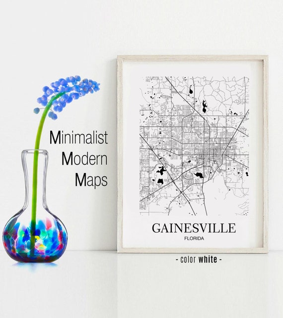 Gainesville Gainesville Fl Map Gainesville Modern Art Print Etsy