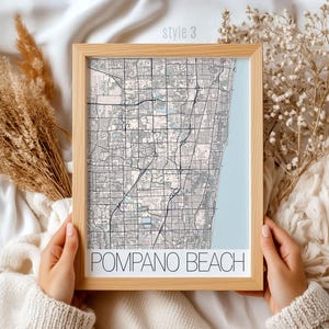 Pompano Beach Florida Map Art Print - Coastal Wall Decor Gift for Beach Lovers & Travel Enthusiasts