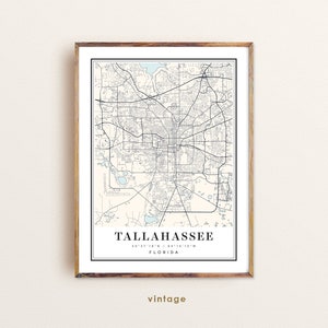 Kaart Tallahassee Florida, kaart Tallahassee FL, plattegrond Tallahassee, Tallahassee print, Tallahassee poster, Tallahassee kunst, Tallahassee kaart