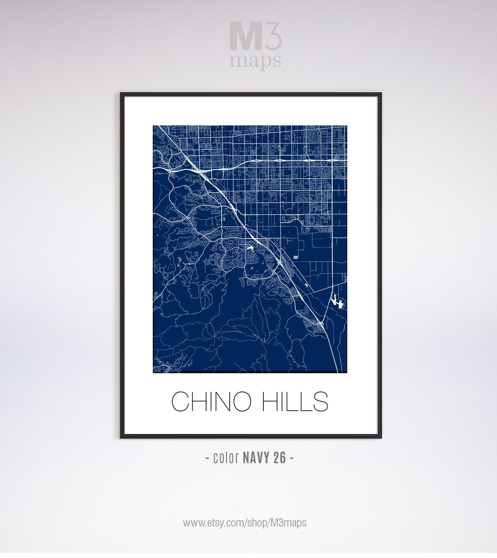 Chino Hills California Chino Hills CA Map Chino Hills Map Etsy