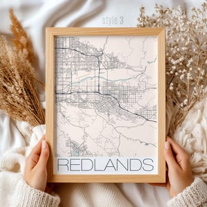 Redlands California Map Art Print: Vintage Style Travel Decor