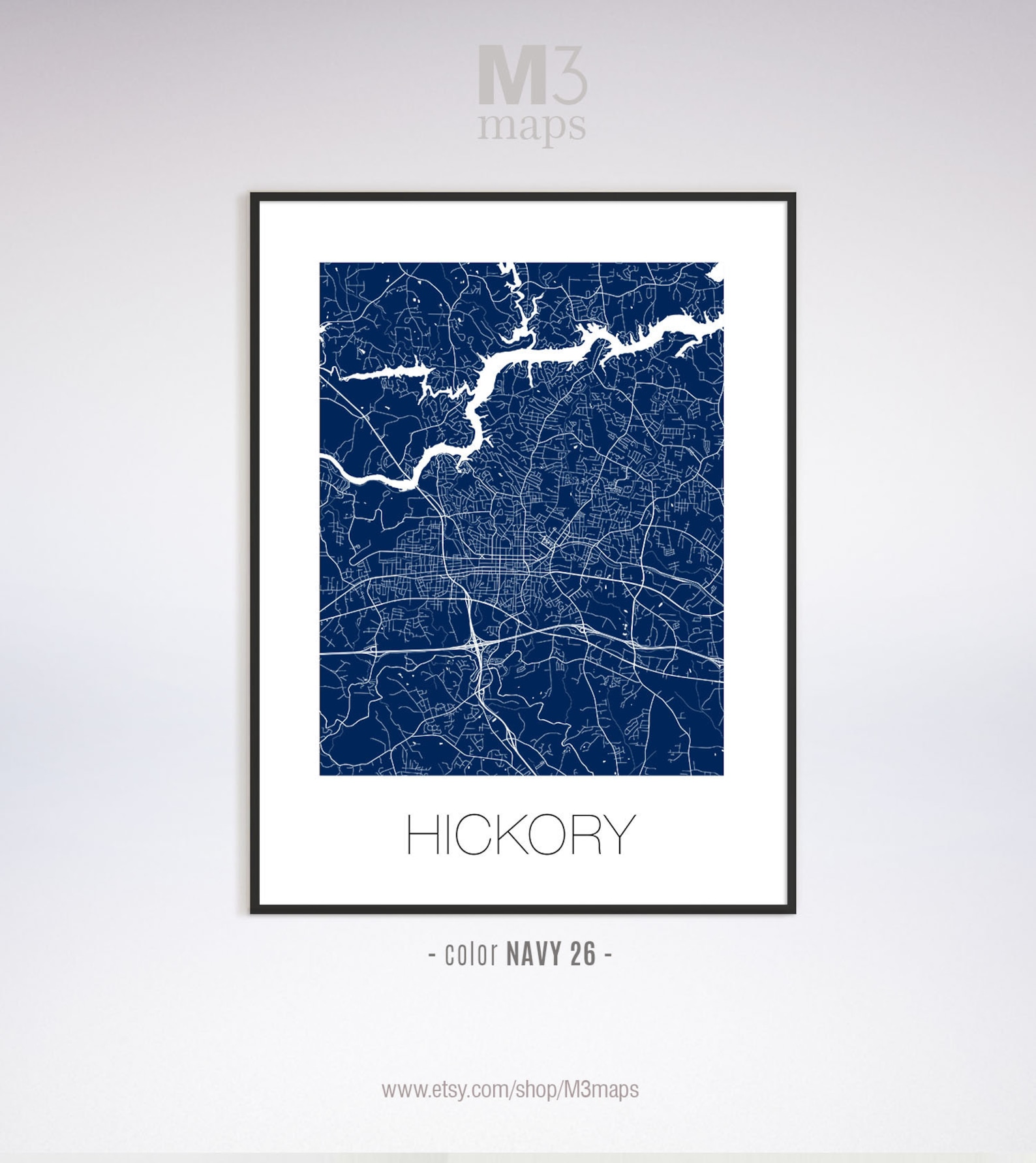 Hickory North Carolina Hickory NC Map Hickory Map Hickory Etsy