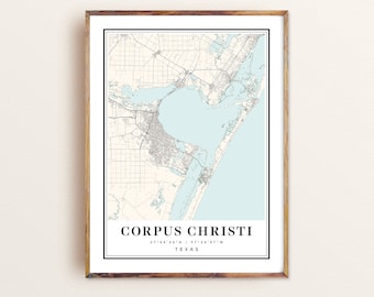 Corpus Christi Texas Map Art Print