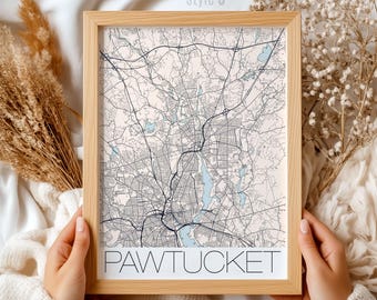Vintage Pawtucket Rhode Island Map Print: Detailed City Street Art