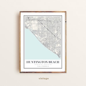 Huntington Beach City Map Art Print: California Home Decor