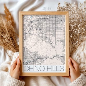 Chino Hills California Map Print - Detailed City Wall Art, Gift for Residents & Visitors, Home Décor, Travel Map Poster