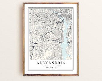 Alexandria Virginia map, Alexandria VA map, Alexandria city map, Alexandria print, Alexandria poster, Alexandria art, Alexandria custom map