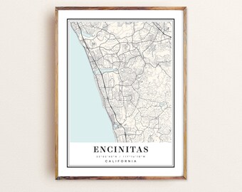 Encinitas California Map Art Print