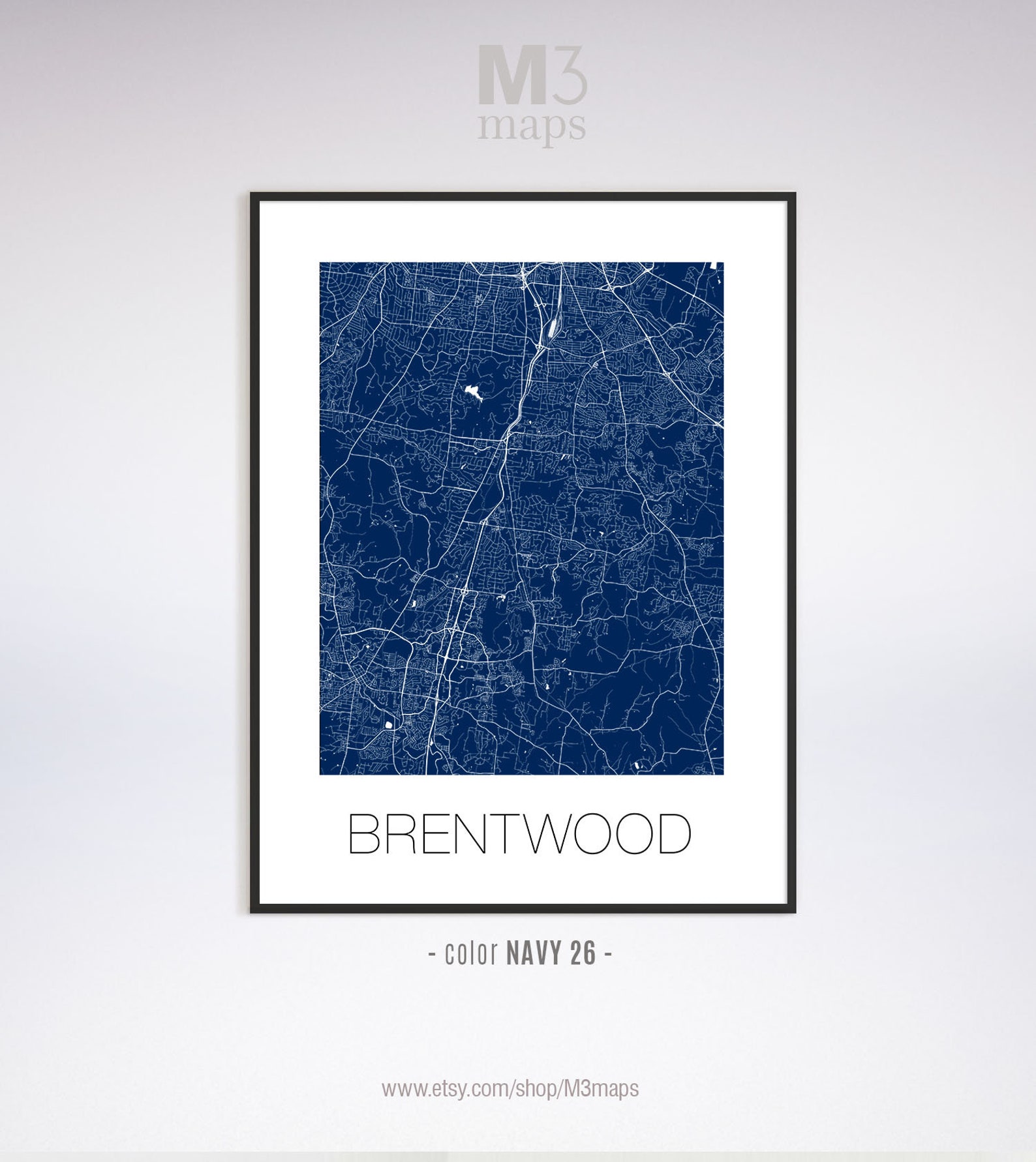 Brentwood Tennessee Brentwood TN Map Brentwood Map | Etsy