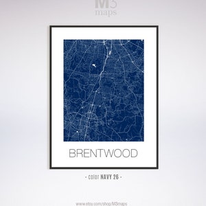Brentwood Tennessee, Brentwood TN Map, Brentwood Map, Brentwood Print ...